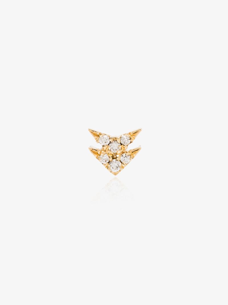 18k Yellow Gold Double Arrow Diamond Stud Earring