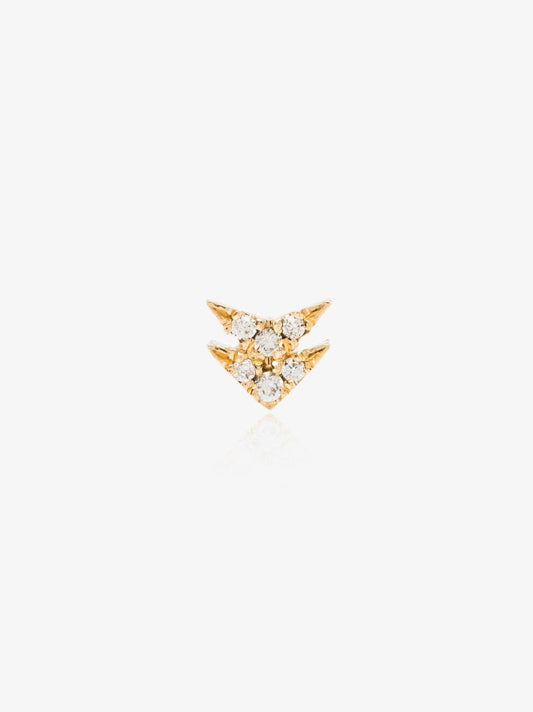 18k Yellow Gold Double Arrow Diamond Stud Earring