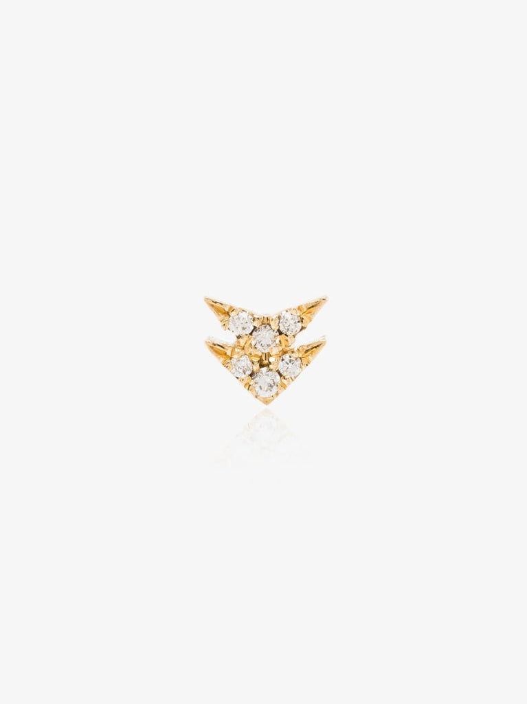 18k Yellow Gold Double Arrow Diamond Stud Earring