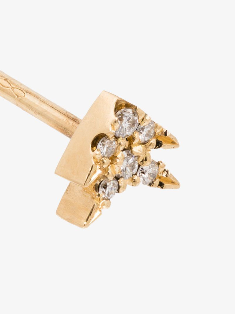 18k Yellow Gold Double Arrow Diamond Stud Earring