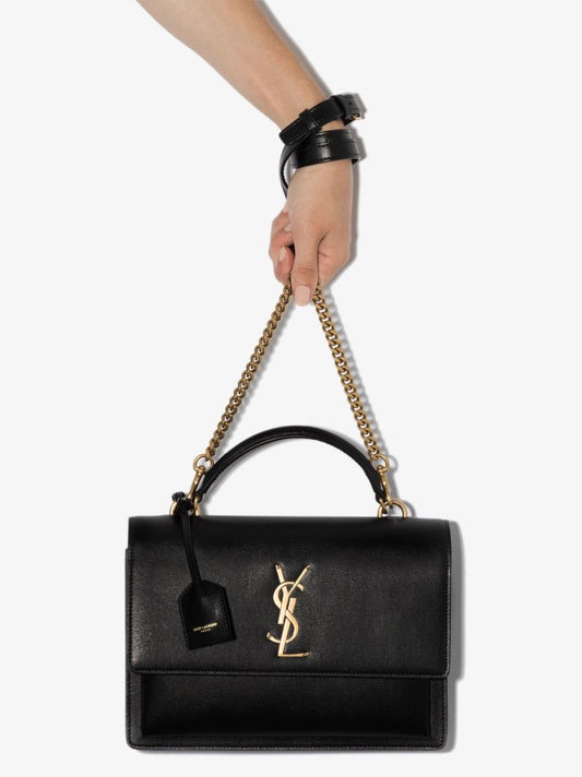 Black Sunset Medium Leather Shoulder Bag