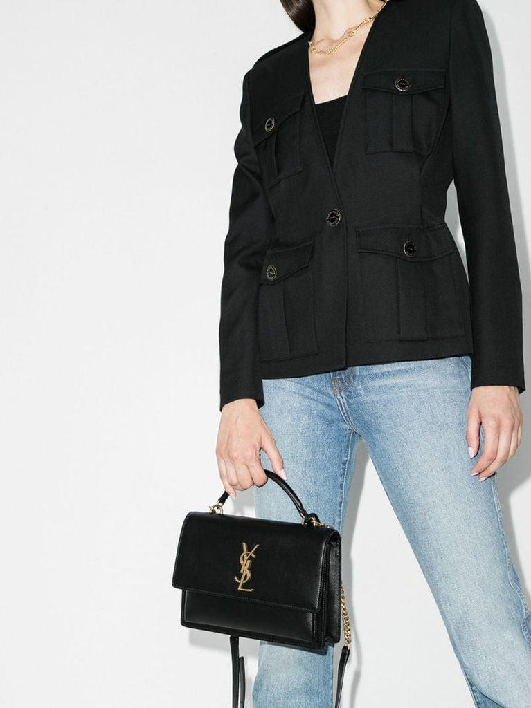 Black Sunset Medium Leather Shoulder Bag