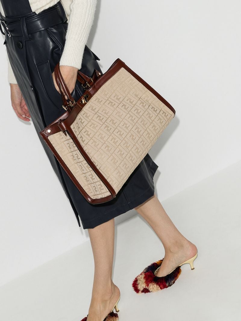Neutral Peekaboo Ff Logo Tote Bag