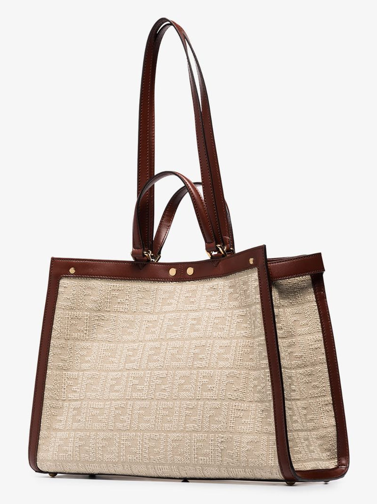 Neutral Peekaboo Ff Logo Tote Bag