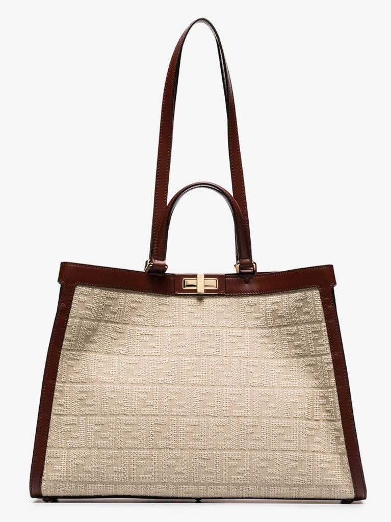Neutral Peekaboo Ff Logo Tote Bag