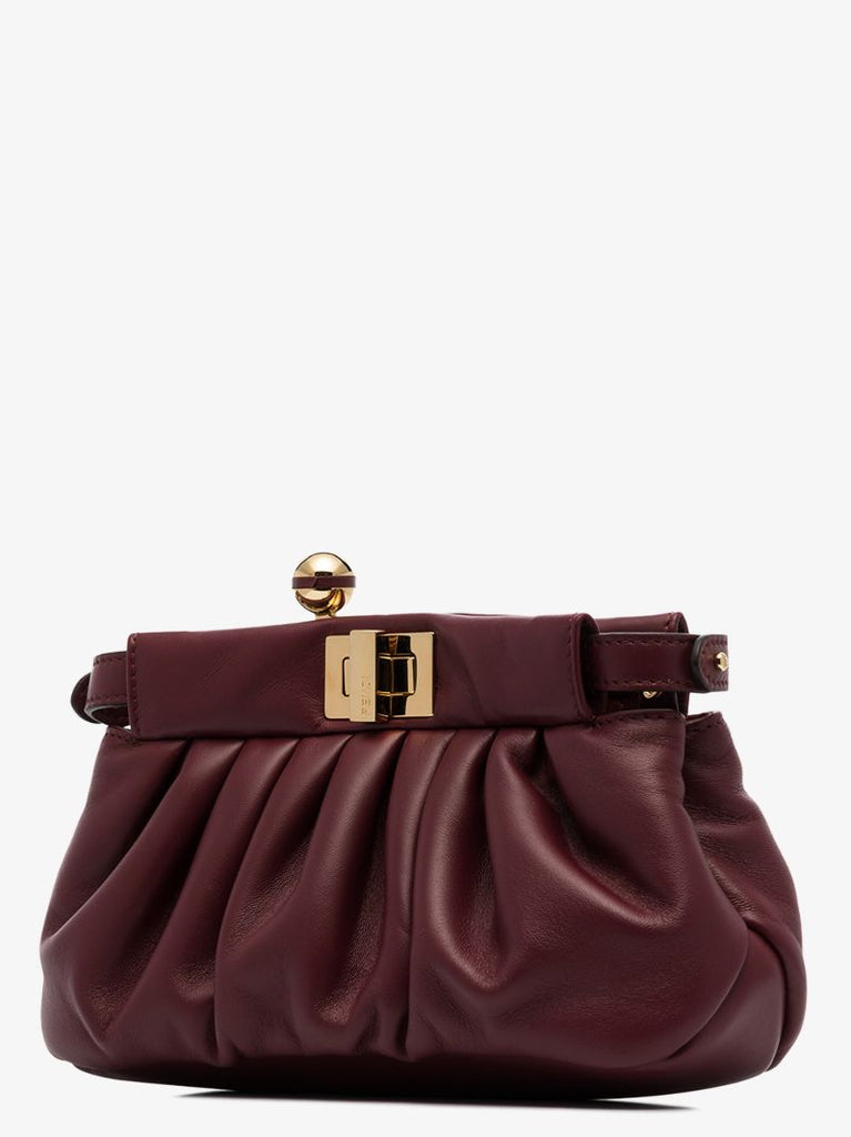 Red Peekaboo Click Leather Clutch Bag