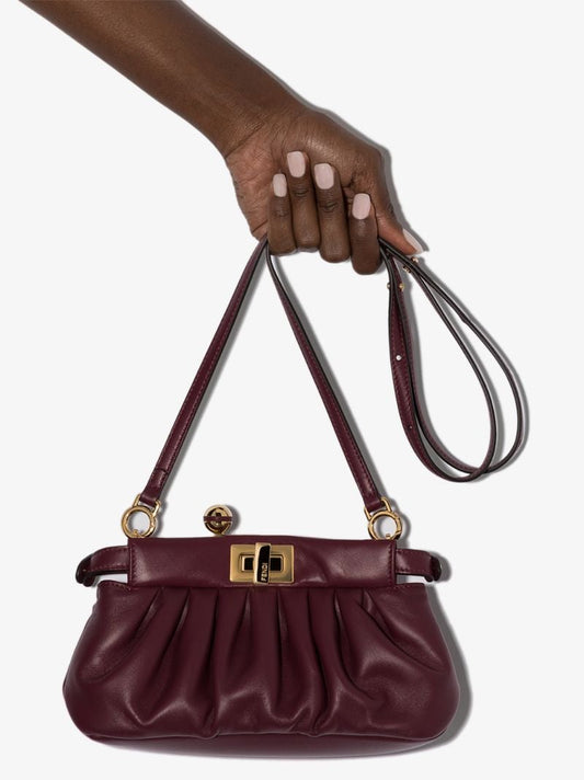 Red Peekaboo Click Leather Clutch Bag