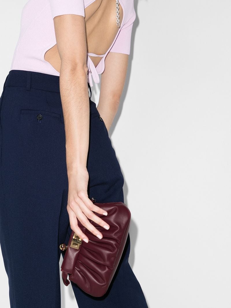 Red Peekaboo Click Leather Clutch Bag