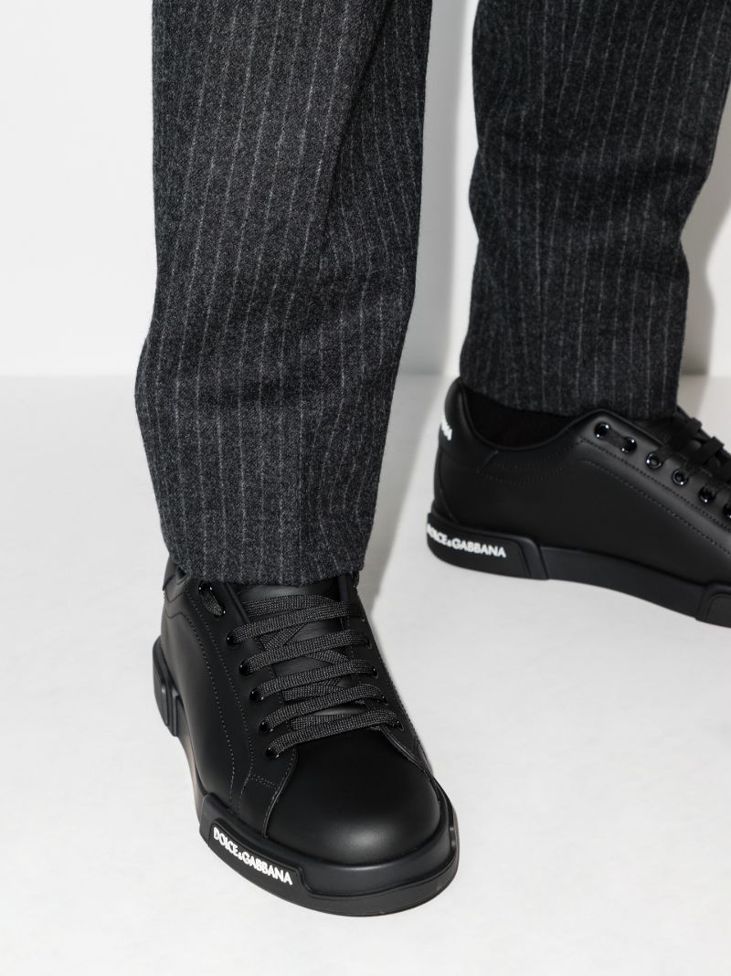 Black Portofino Leather Sneakers