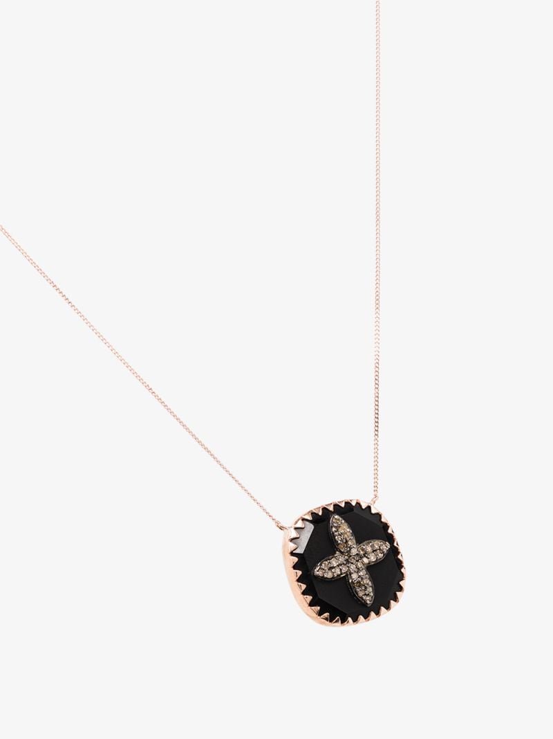 9k Rose Gold Bowie Diamond Cross Necklace