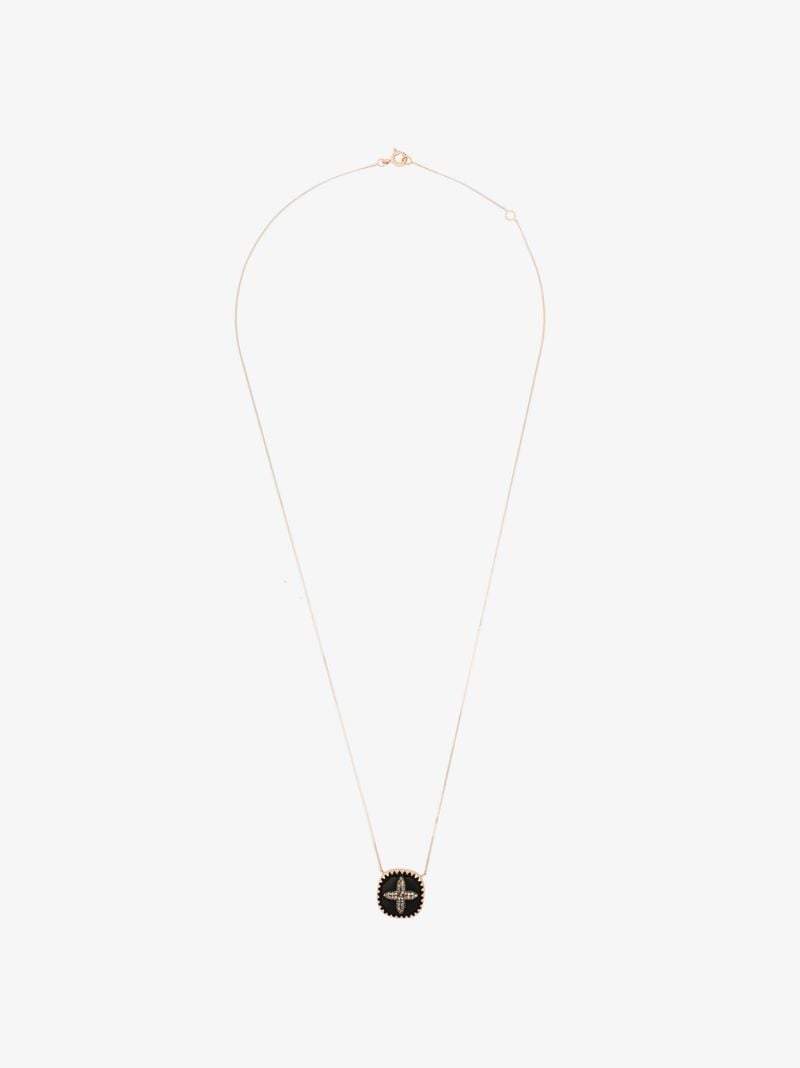 9k Rose Gold Bowie Diamond Cross Necklace