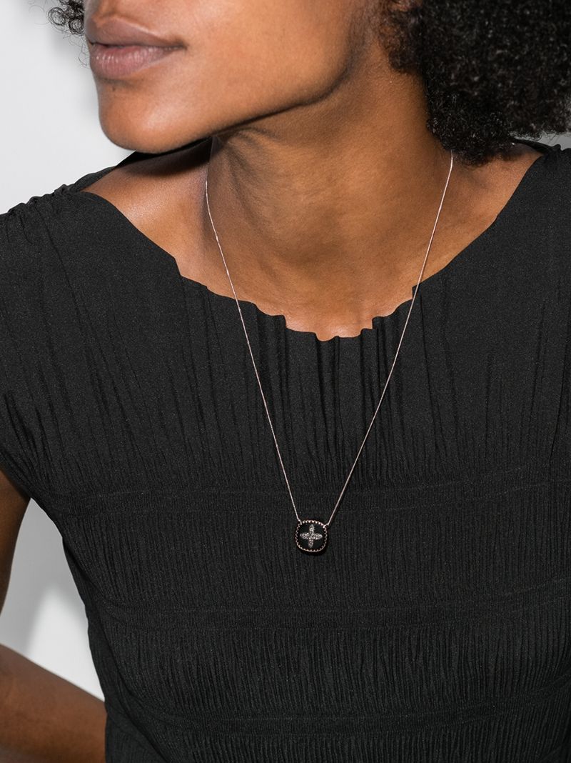 9k Rose Gold Bowie Diamond Cross Necklace