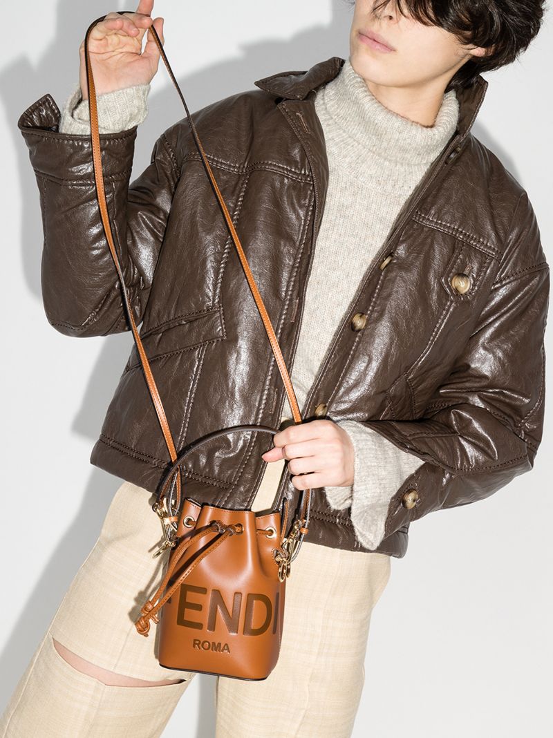 Brown Mon Tresor Mini Leather Bucket Bag