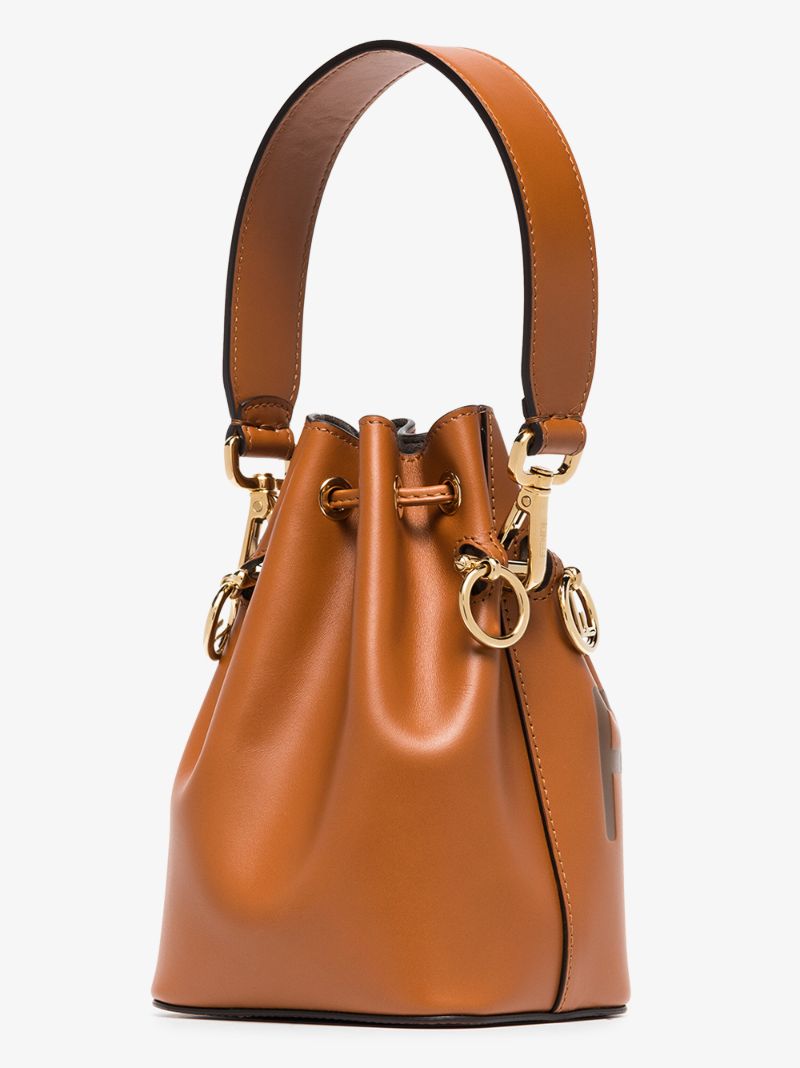 Brown Mon Tresor Mini Leather Bucket Bag