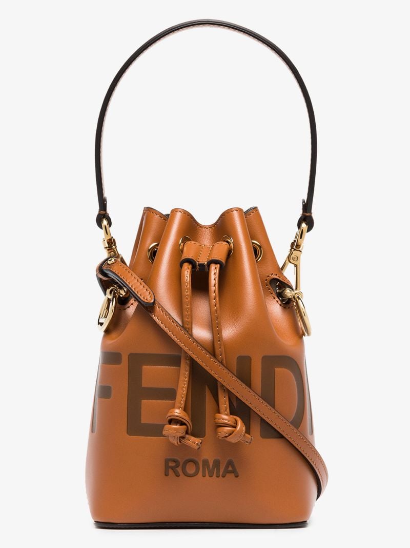 Brown Mon Tresor Mini Leather Bucket Bag