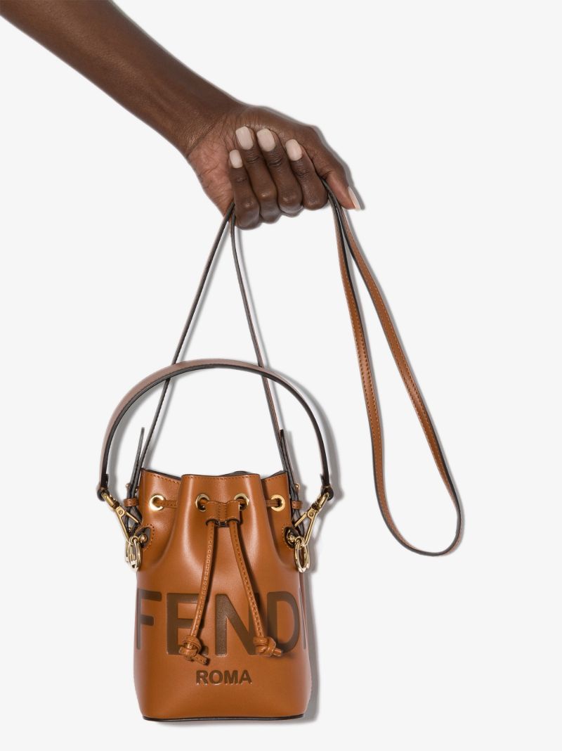 Brown Mon Tresor Mini Leather Bucket Bag
