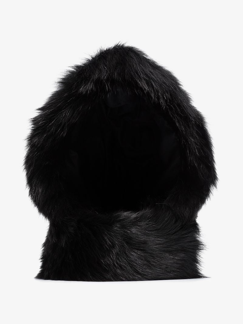 Black Faux Fur Hood