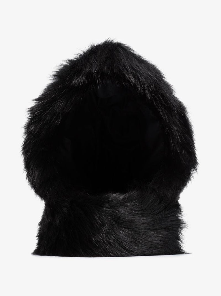 Black Faux Fur Hood