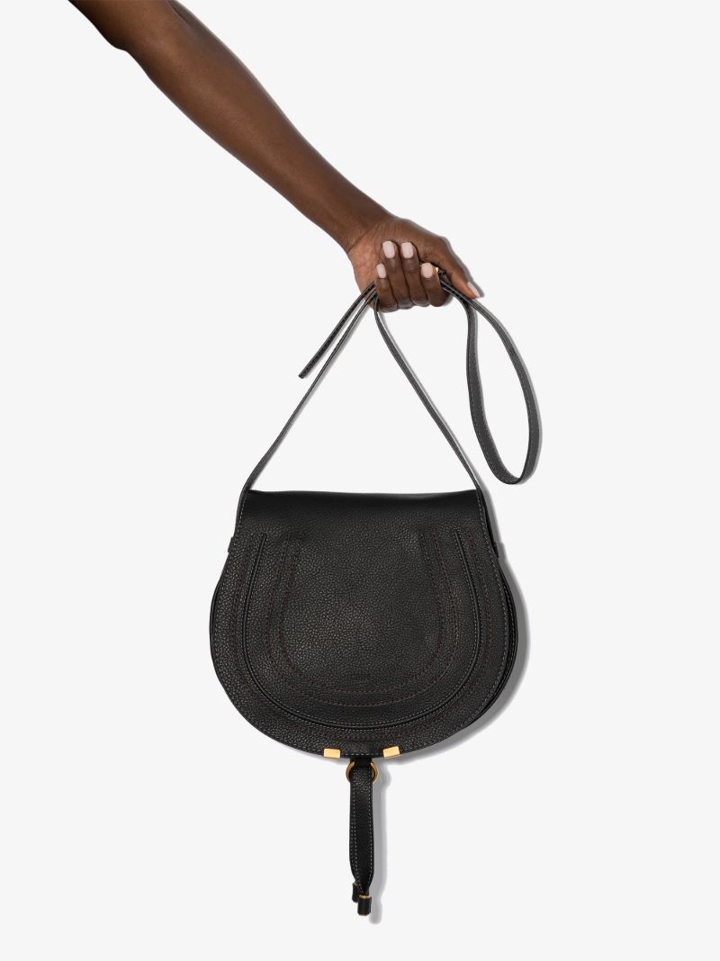 Black Marcie Leather Saddle Bag