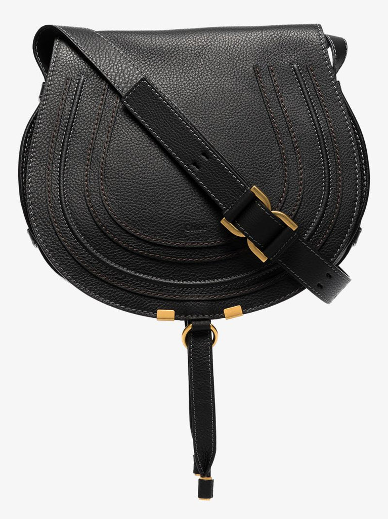 Black Marcie Leather Saddle Bag