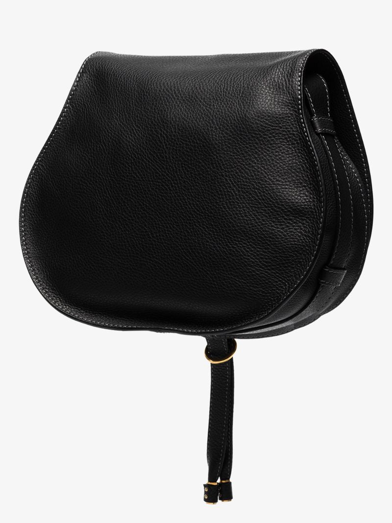 Black Marcie Leather Saddle Bag