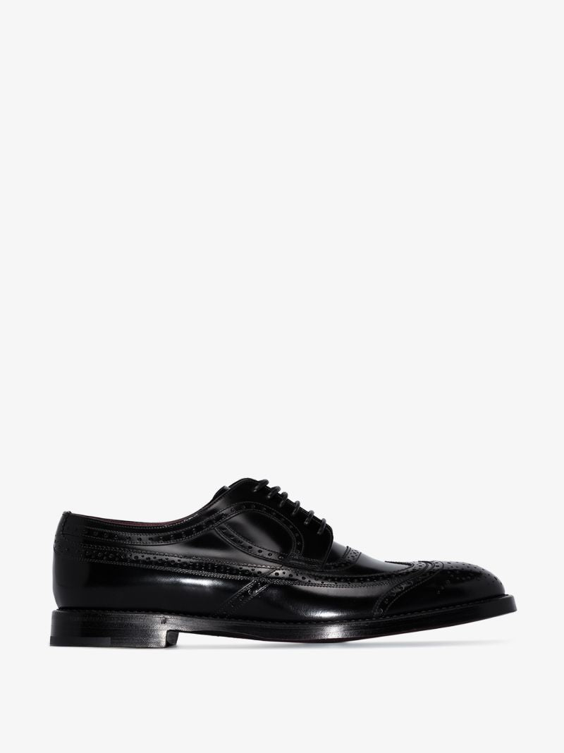 Black Brushed Leather Brogues