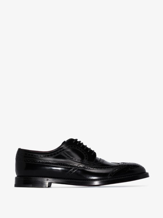 Black Brushed Leather Brogues