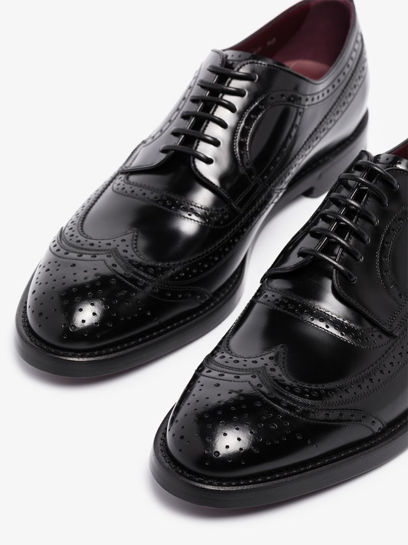 Black Brushed Leather Brogues