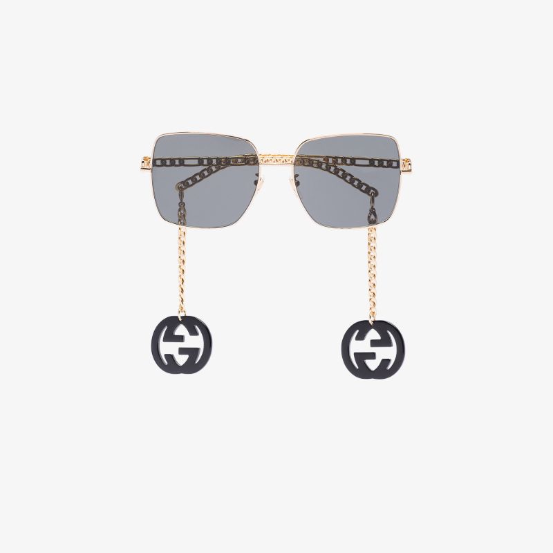 Gold Tone Gg Chain Sunglasses