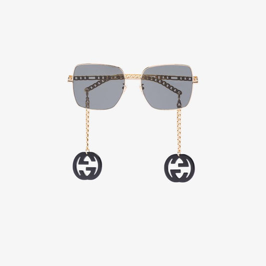 Gold Tone Gg Chain Sunglasses