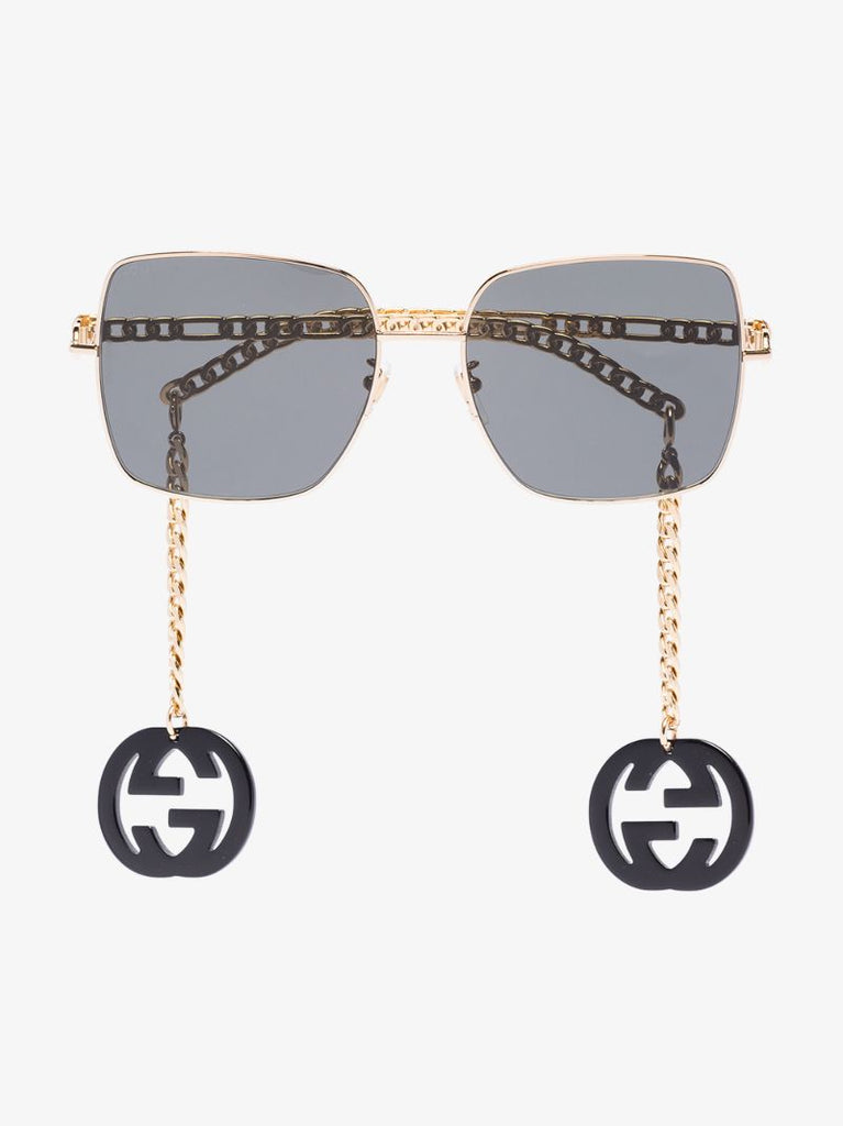 Gold Tone Gg Chain Sunglasses