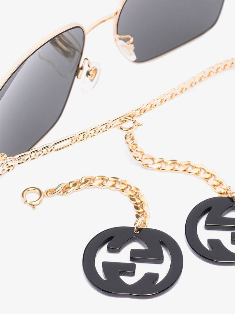 Gold Tone Gg Chain Sunglasses