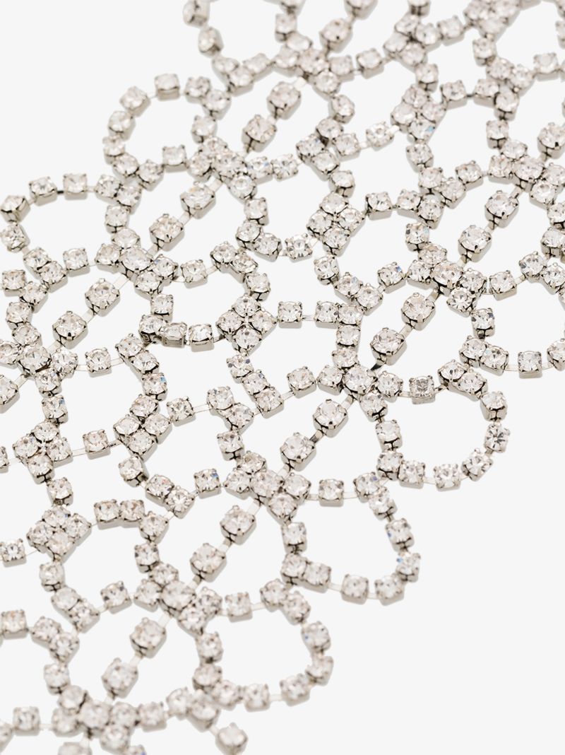 Silver Tone Crystal Lace Choker Necklace