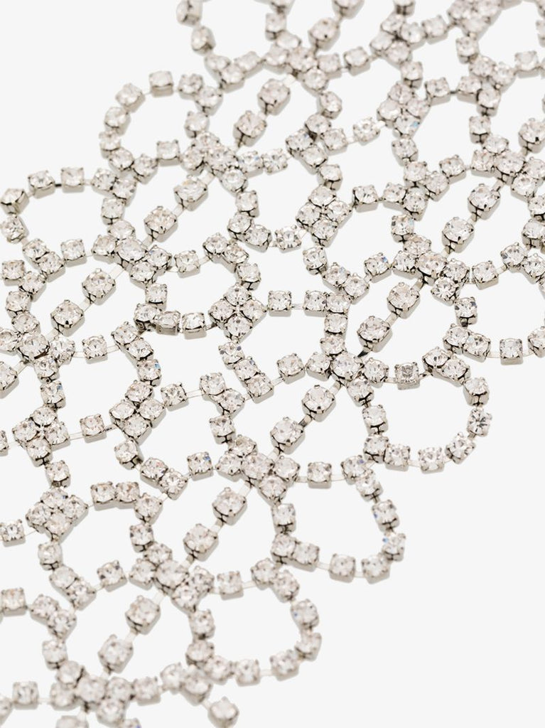 Silver Tone Crystal Lace Choker Necklace