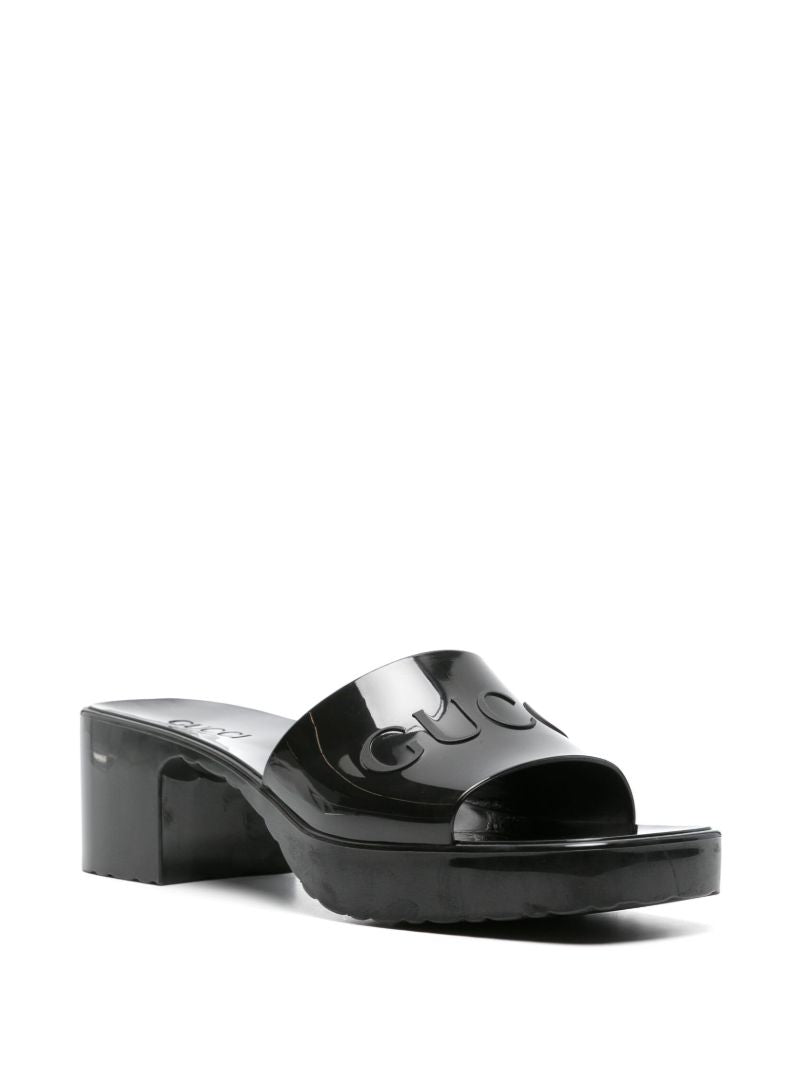 Black 60 Logo-embossed Rubber Mules