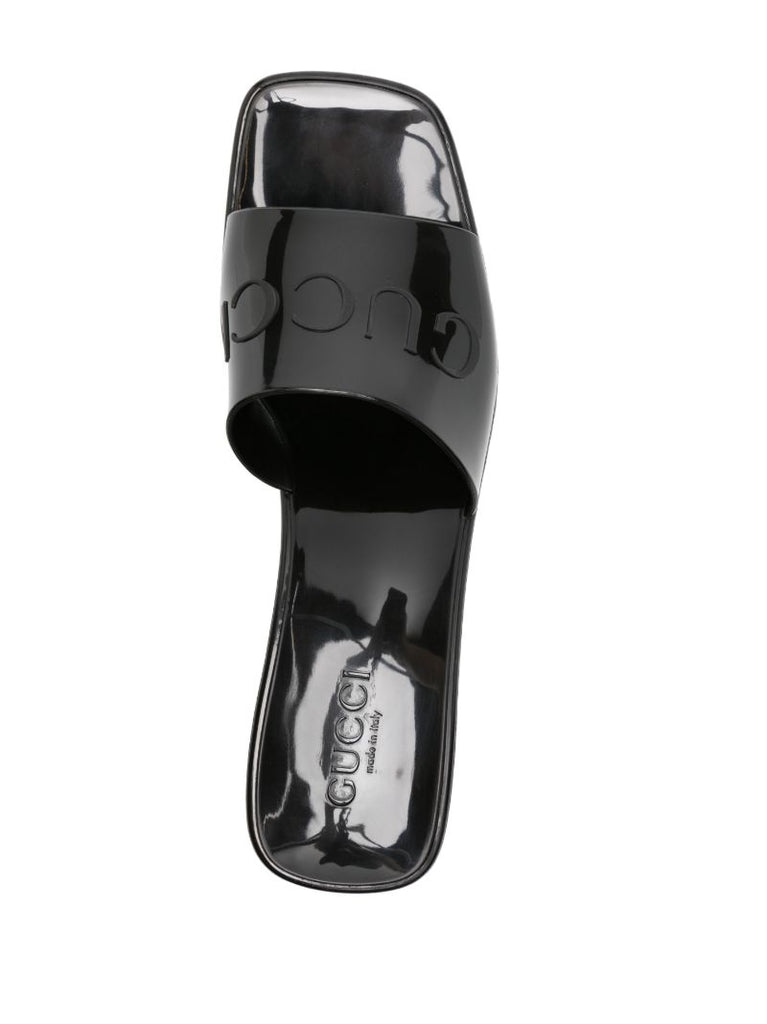 Black 60 Logo-embossed Rubber Mules