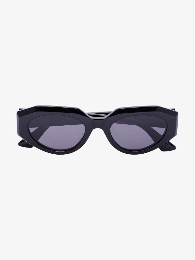 Black Facet Oval Sunglasses