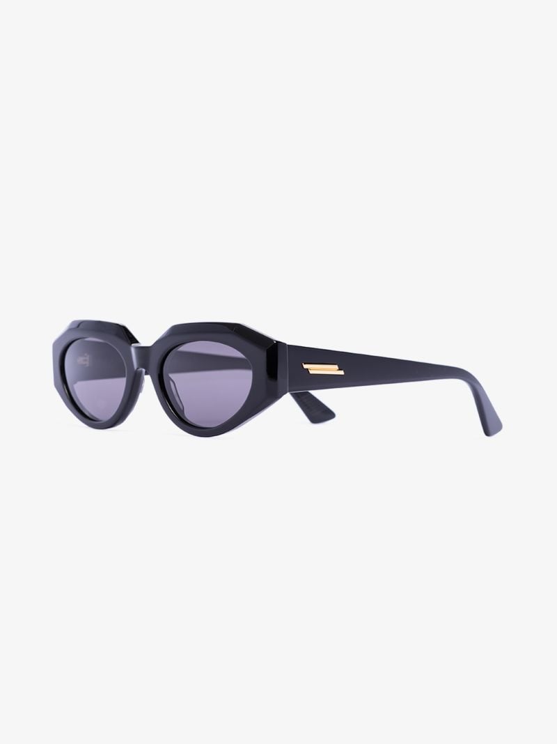 Black Facet Oval Sunglasses