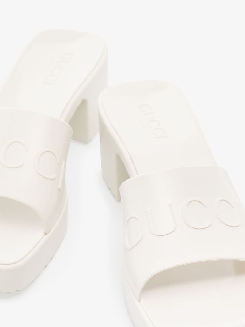 White Plastique 60 Logo Mules