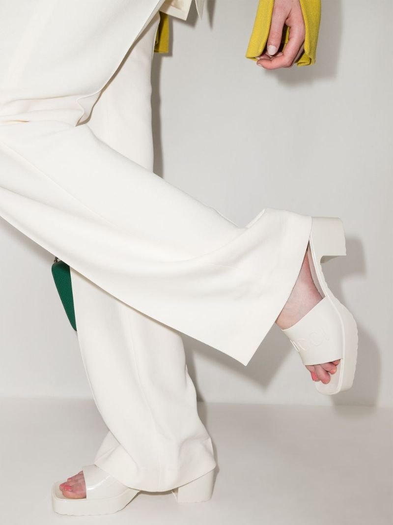 White Plastique 60 Logo Mules