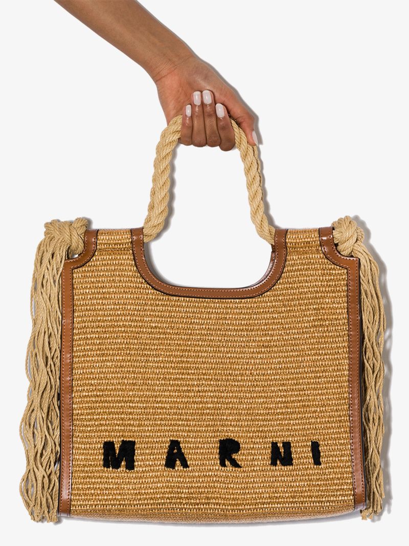 Brown North-south Raffia Tote Bag