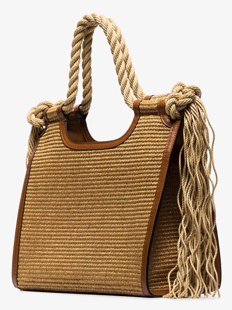 Brown North-south Raffia Tote Bag