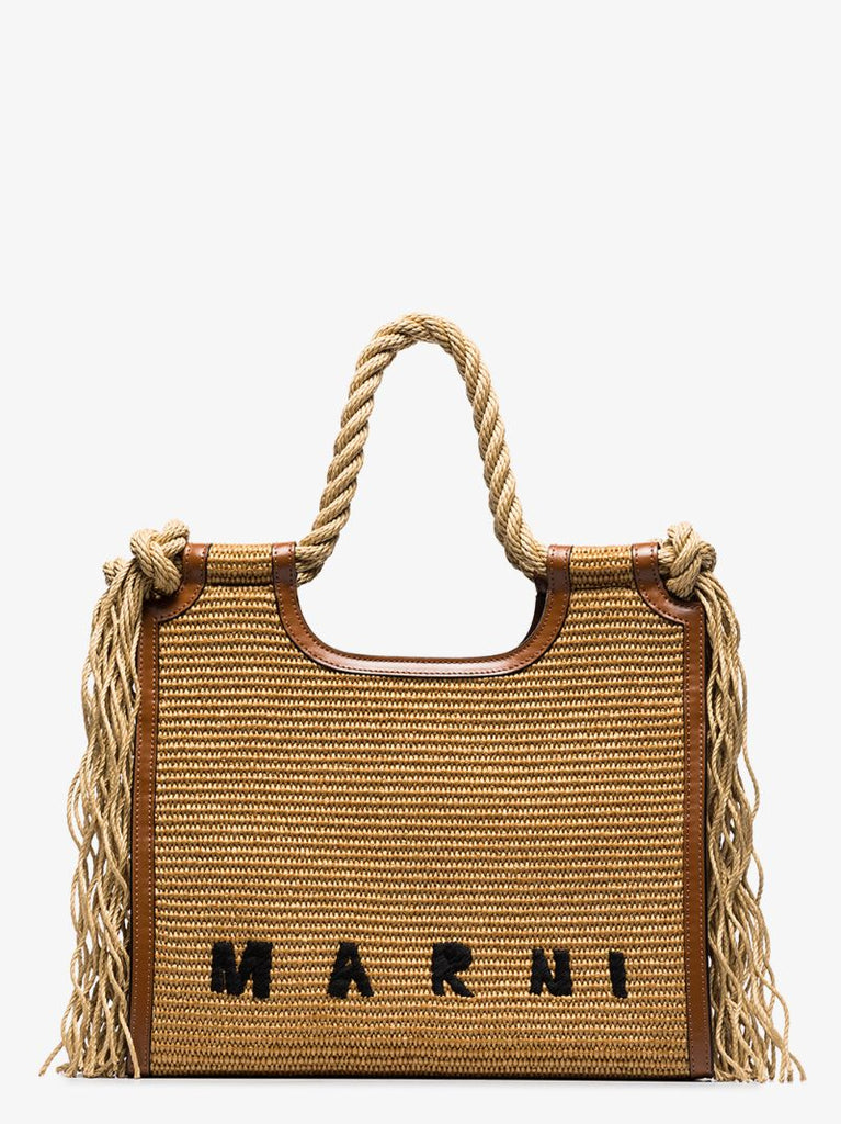 Brown North-south Raffia Tote Bag