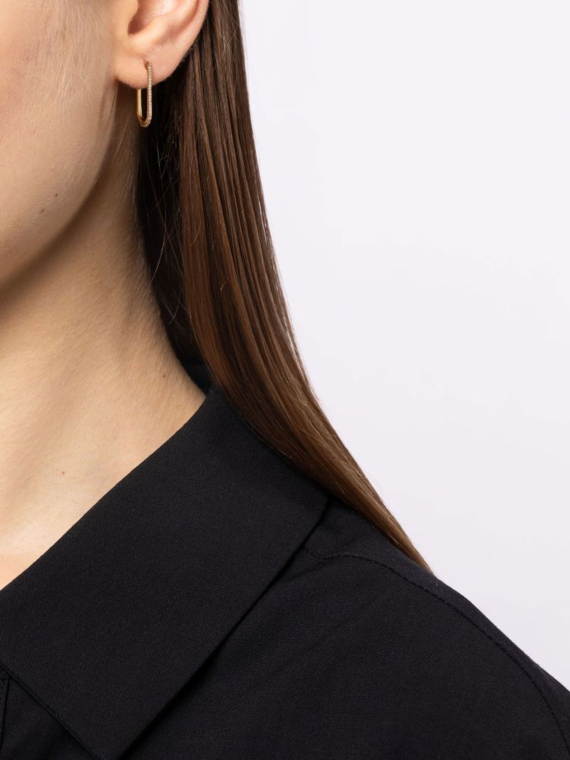 18k Yellow Gold Small Pave Fob Diamond Single Hoop Earring