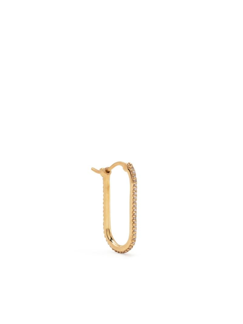 18k Yellow Gold Small Pave Fob Diamond Single Hoop Earring