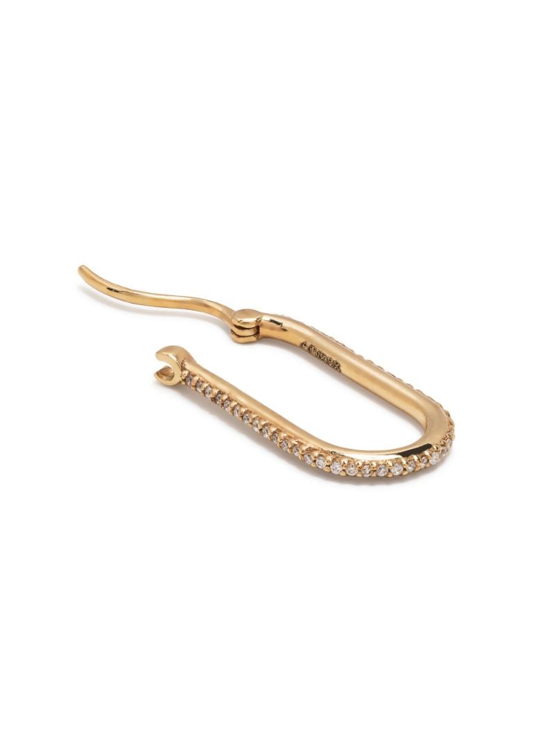 18k Yellow Gold Small Pave Fob Diamond Single Hoop Earring