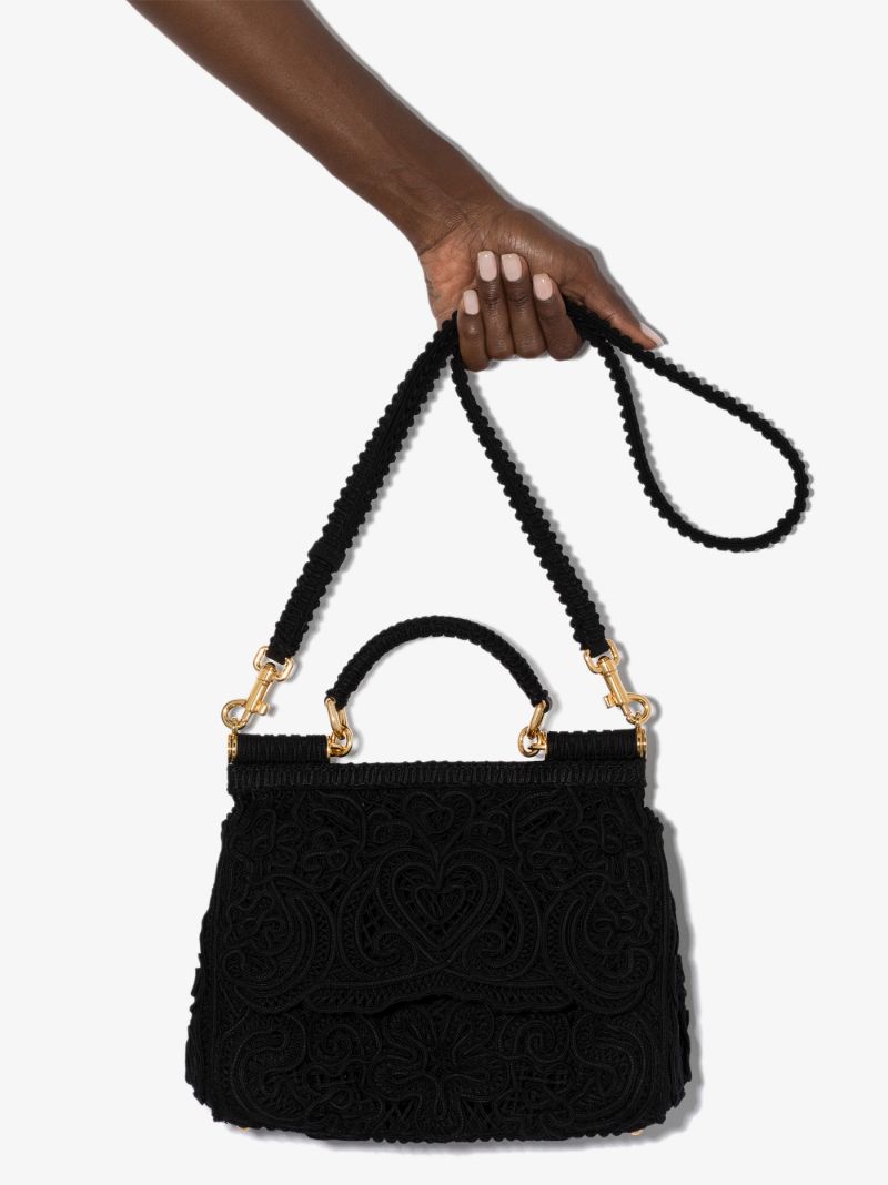 Black Sicily Lace Shoulder Bag