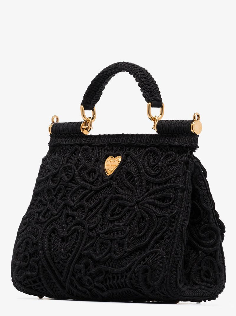 Black Sicily Lace Shoulder Bag