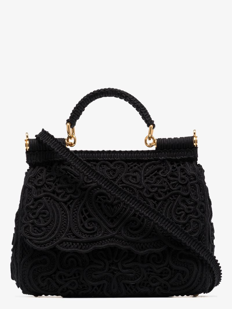Black Sicily Lace Shoulder Bag
