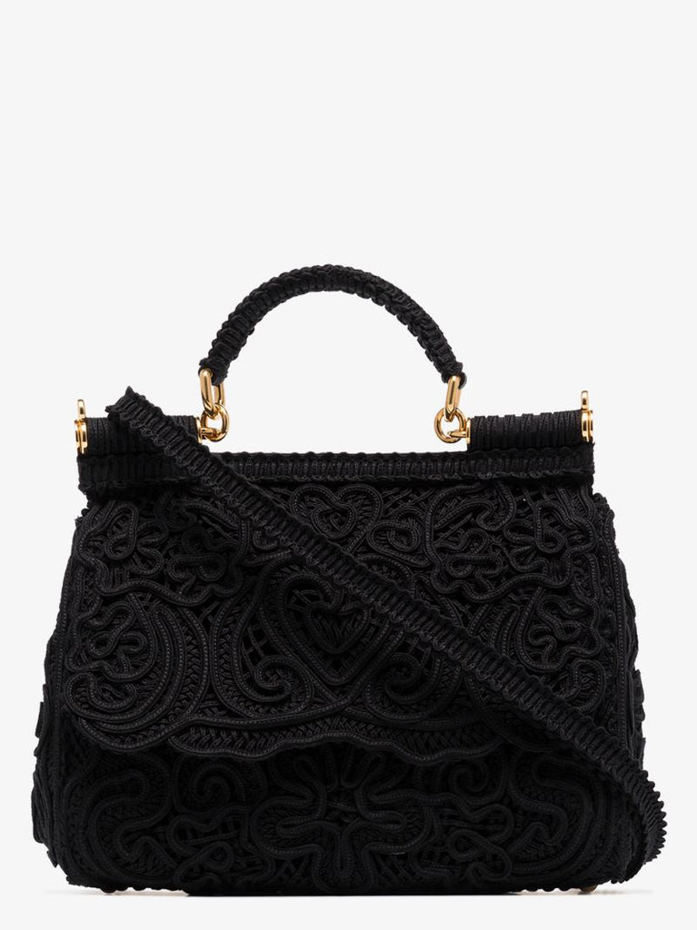Black Sicily Lace Shoulder Bag